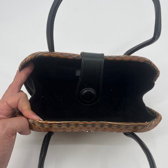 Le Sac Y2K Handmade Woven Hard Shell Purse Boho Coastal Cowgirl Retro Mini - Picture 6 of 10